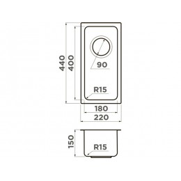 Мойка Omoikiri 34121, нержавеющая сталь, 220х440х150 мм, универсальная, шумоподавляющая.