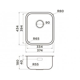 Мойка 34934 Omoikiri Omi 38-U/I-IN, нержавеющая сталь, 374х434х180 мм, для тумбы от 45 см