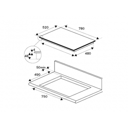 Варочная панель Bertazzoni P784IC1B2NEE 10136, индукционная, черное стекло, 78 см, 11 уровней мощности