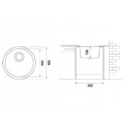 Мойка Longran Ultra ULS460 - 12348, гранит, Ø 460 мм, врезная, от 60 см