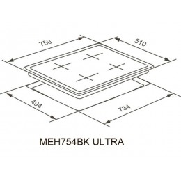 Варочная панель MEFERI 29548, электрическая, 75 см, черная, стеклокерамика, 4 конфорки.