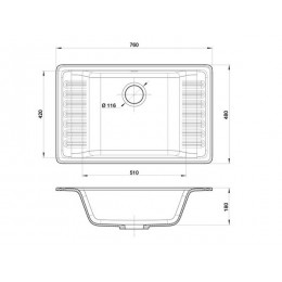 Мойка GRANFEST GF-ZW-71 11549, врезная, 1 чаша, серый, 752x475 мм