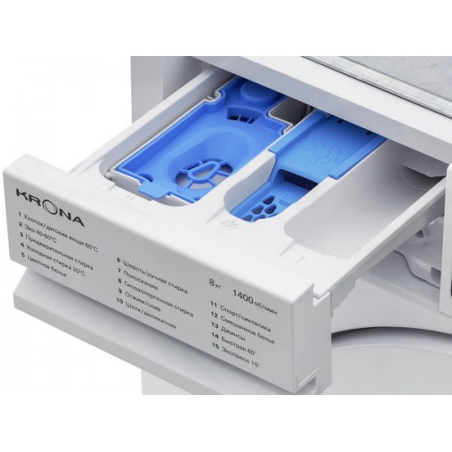 Стиральная машина KRONA KALISA 1400 8K WHITE KRWM108 - Встраиваемая модель с высоким классом стирки