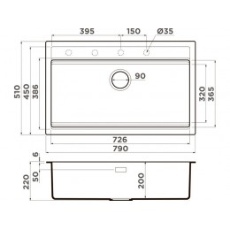 Мойка 34253 Omoikiri Kitagawa 79-LB-WG Artceramic 790x510 мм