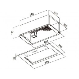 Вытяжка MEFERI INBOX52BK LIGHT, 52 см, черный, 650 м³/ч, 3 скорости, 38 дБ, SKU 29458