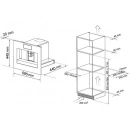 Кофемашина MEFERI MCM6010BK 60 см, черная, 19 бар, 10 чашек, 1400 Вт, SKU 29359