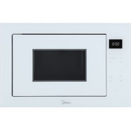 СВЧ-печь Midea MI10257GW 60 см, белая, 25 л, 900 Вт, сенсорное управление, кварцевый гриль, 8 автопрограмм, LED освещение, нержавеющая сталь, SKU 30967.