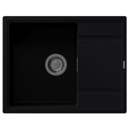 Мойка Florentina Эстель 650 черный, 1 чаша, кварц, крыло, перелив, SKU 30471