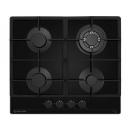 Варочная панель MEFERI MGH604BK 29471, газовая, 4 конфорки, черный, стекло, электроподжиг