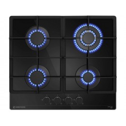 Варочная панель MEFERI MGH604BK 29471, газовая, 4 конфорки, черный, стекло, электроподжиг