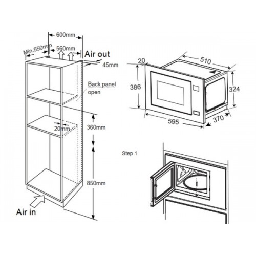 СВЧ-печь MEFERI MMO6028BK COMFORT PLUS - Встраиваемая микроволновая печь с современным дизайном и функциями