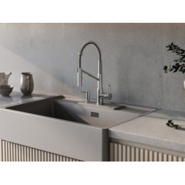 Смеситель Omoikiri Mikawa 2 Plus-BN 33774 латунь/нержавеющая сталь, высота 158 мм, длина 220 мм