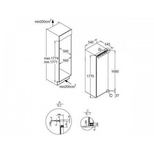Холодильная камера MAUNFELD MBL177SWGR Inverter - Встраиваемая модель с энергосберегающими технологиями