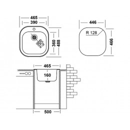 Мойка Ukinox Галант GAM465.488 -GT6K 0C, нержавеющая сталь, 465х488 мм, SKU 28774.