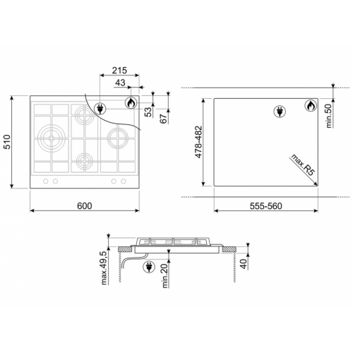 Варочная панель SMEG PX364L газовая - Эффективность и стиль для вашей кухни