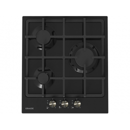 Варочная панель GRAUDE GS 45.1 SM газовая 45 см, черная, 3 конфорки, эмаль, чугунная решетка, электроподжиг, SKU 8380