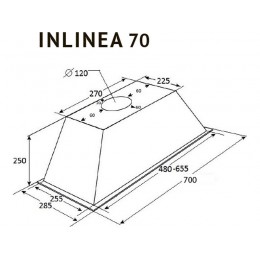 Вытяжка Kuppersberg INLINEA 70 BX, SKU 22984, черная, 1300 м³/ч, 3 скорости