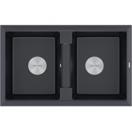 Мойка Paulmark Tandem 80/2 PM238150-BLM, гранит, 810x500 мм, 2 чаши, черный, SKU 23784