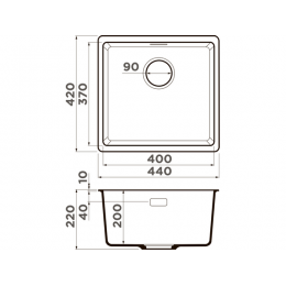 Мойка 34686 Omoikiri Kata 44-U-SA Artgranit, 440x420 мм, подстольный, бежевый