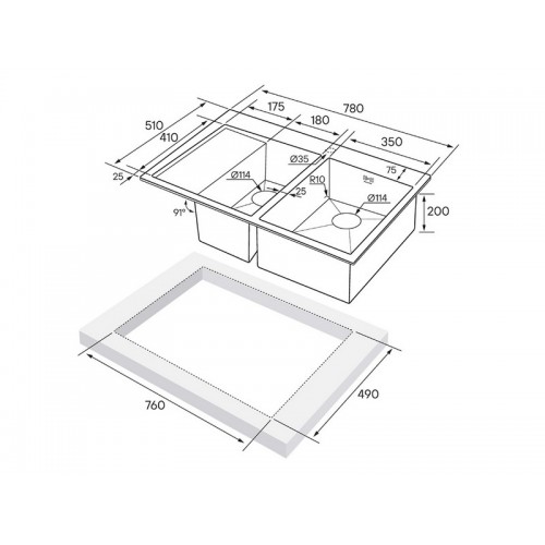 Мойка Paulmark Kroner 78/2SF PM227851-BSR из брашированной стали – идеальное решение для вашей кухни