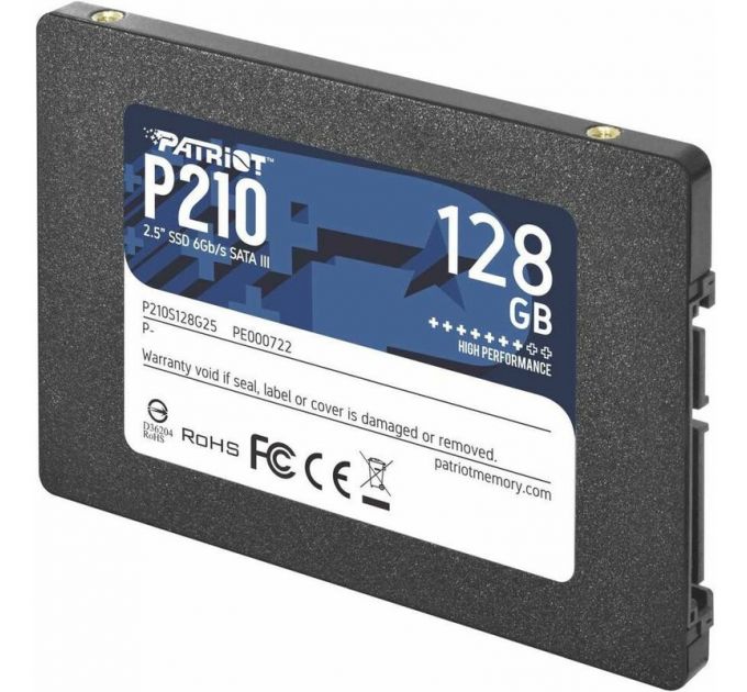 Накопитель SSD Patriot P210 128GB, SATA 2.5", P210S128G25, 450/430, RET