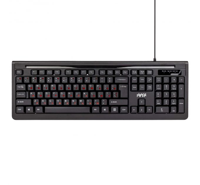 Клавиатура HIPER WIRED KEYBOARD HOK-121, USB, 104, 1.5m, black