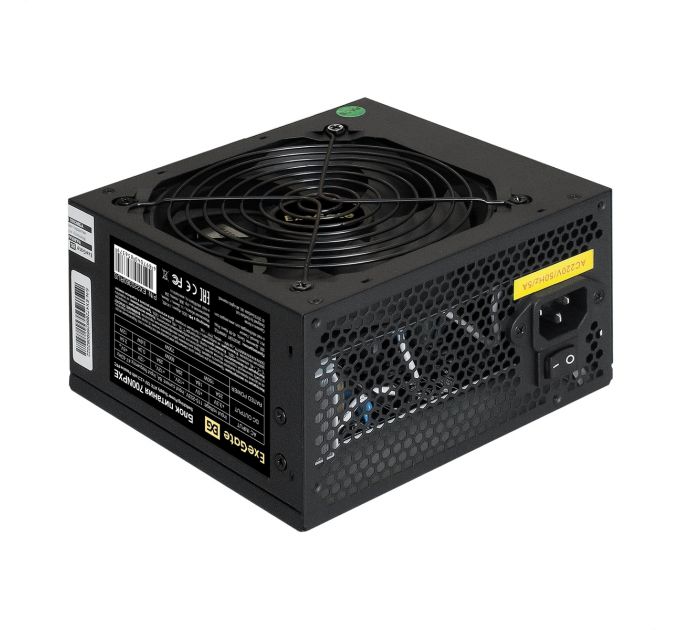 Блок питания 700W ExeGate 700NPXE(+PFC), ATX, PC, black, 12cm, 24p+(4+4)p, 6/8p PCI-E,4*SATA,3*IDE,FDD + кабель 220V в комплекте