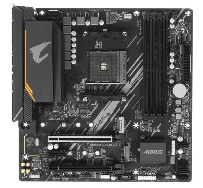 Материнская плата GIGABYTE B550M AORUS ELITE (V1.3)/ AMD B550 AM4 4xDDR4-4733 2xM.2 4xSATA DVI-D HDMI / mATX