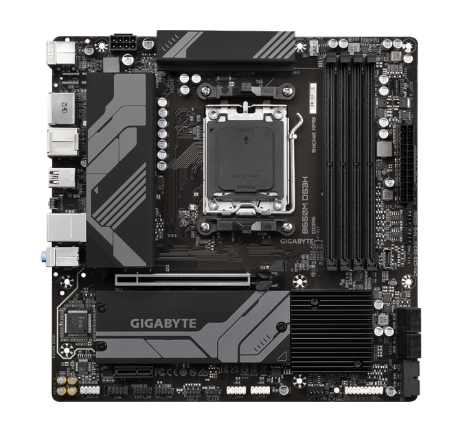 Материнская плата Gigabyte B650M DS3H (V1.3), Socket AM5, AMD B650, 4xDDR5-5200, HDMI+DP+DP, 1xPCI-Ex16, 1xPCI-Ex1, 4xSATA3(RAID 0/1/10), 2xM.2, 8 Ch Audio, 2.5GLan, (4+4)xUSB2.0, (3+2)xUSB3.2, (1+1)xUSB3.2 Type-C™, 1xPS/2, mATX, RTL