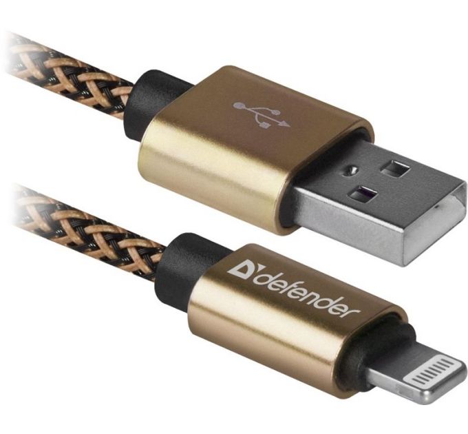 Кабель-переходник DEFENDER Lightning-USB 1 м gold
