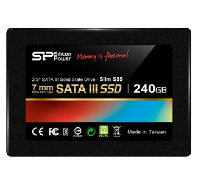 Накопитель SSD 2.5'' Silicon Power SP240GBSS3S55S25 Slim S55 240GB Phison PS3108 SATA 6Gb/s 550/450MB/s MTBF 1.5M 7mm