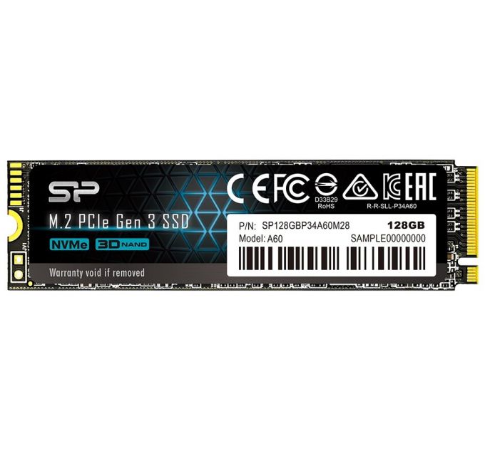 Накопитель SSD M.2 2280 Silicon Power SP128GBP34A60M28 P34A60 128GB PCI-E 3x4 2200/1600MB/s MTBF 2M