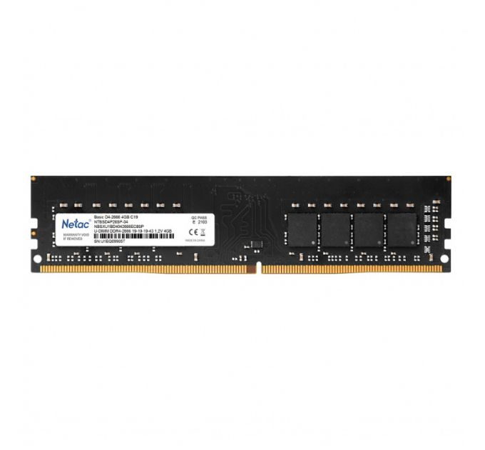 Модуль памяти DDR4 4GB Netac NTBSD4P26SP-04 PC21300, 2666Mhz, C19