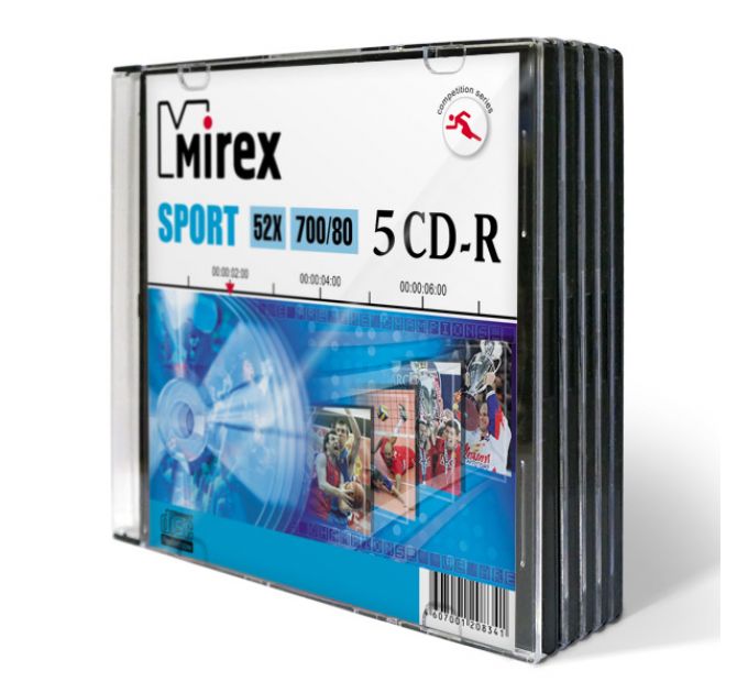 CD-диск Mirex 700 Mb, Sport, Slim Case (5 шт)