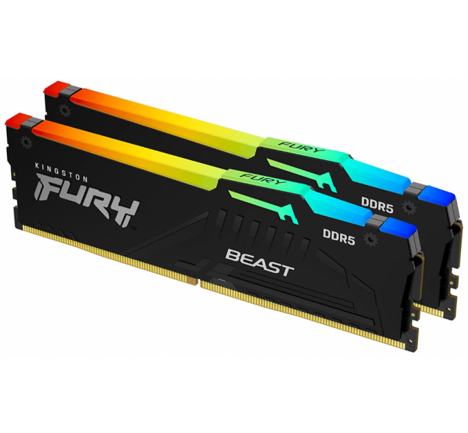 Оперативная память Kingston DDR5 32Gb 6000MHz Fury Beast RGB DIMM 2x16Gb KF560C40BBAK2-32