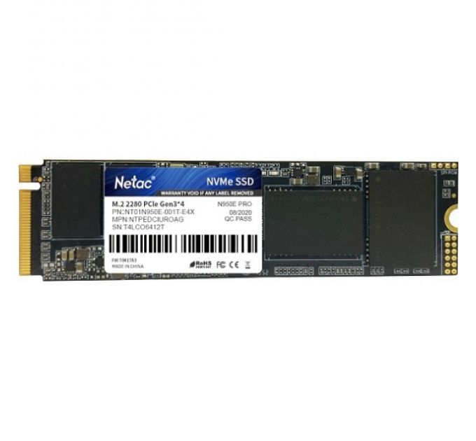 Накопитель SSD M.2 2280 Netac NT01N950E-001T-E4X N950E Pro 1TB PCIe Gen3*4 NVMe 3D TLC 3500/3000MB/s heatsink