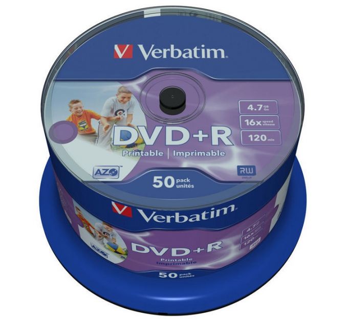 DVD-диск Verbatim 4.7 Gb, Printable, Cake Box