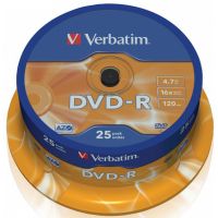 DVD-диск Verbatim 4.7 Gb, 16x, Cake Box (25шт)