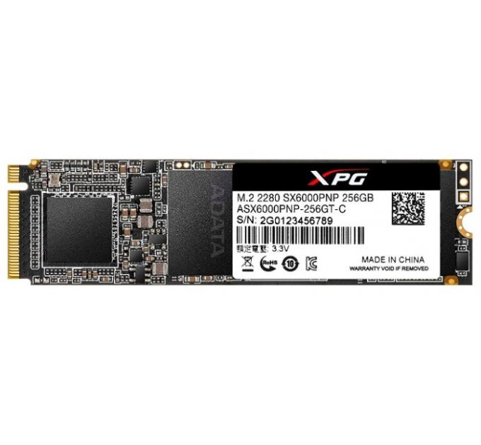Накопитель SSD M.2 2280 ADATA ASX6000PNP-256GT-C XPG SX6000 Pro 256GB TLC PCIe Gen3x4 2100/1200MB/s IOPS 190K/180K MTBF 2M