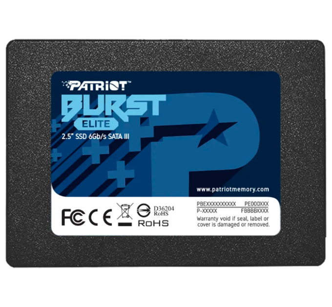 Накопитель SSD 2.5'' Patriot Memory PBE240GS25SSDR Burst Elite 240GB SATA 6Gb/s 3D TLC 450/320MB/s IOPS 40K/40K MTBF 2M