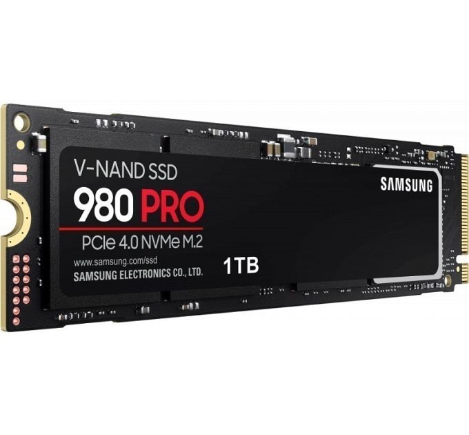 Накопитель SSD M.2 2280 Samsung MZ-V8P1T0BW 980 PRO 1TB PCIe Gen 4.0 x4 NVMe V-NAND 3-bit MLC 7000/5000MB/s IOPs 1000K/1000K MTBF 1.5M