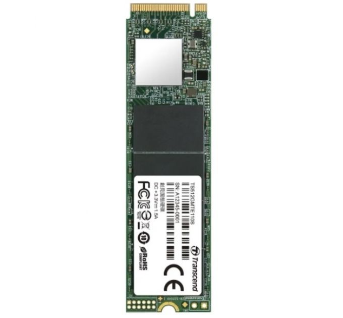 Накопитель SSD M.2 2280 Transcend TS512GMTE110S MTE110 512GB NVMe PCIe Gen3 x4 3D NAND TLC 1700/1500MB/s IOPS 160K/140K MTBF 1M RTL