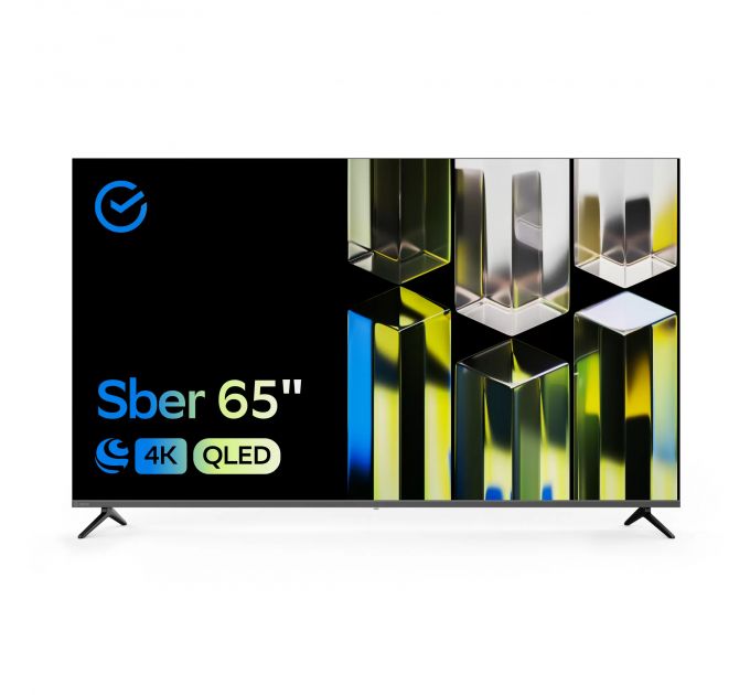 Комплект 65" Телевизор Sber SDX 65UQ5232T QLED черный 3840x2160, 4K Ultra HD, 60 Гц, Wi-Fi, Smart TV