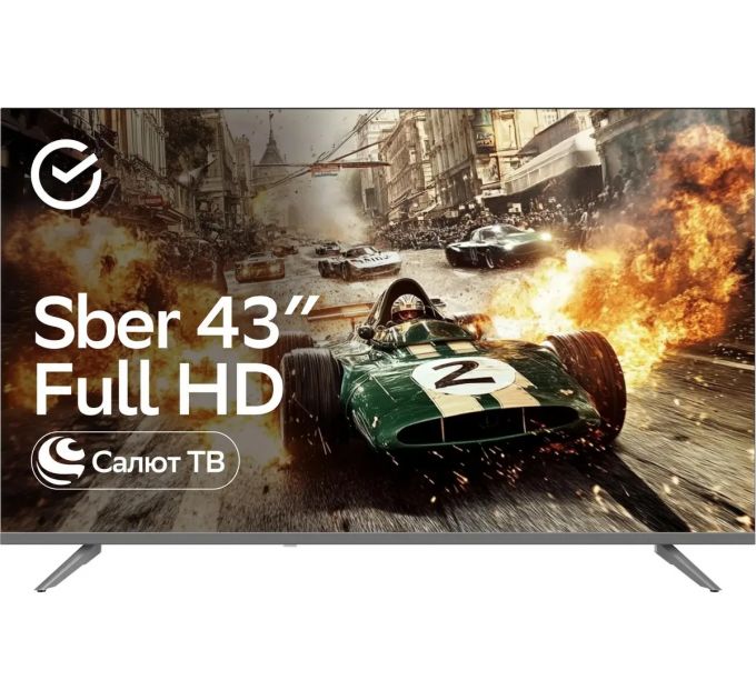 43" Телевизор Sber SDX 43F2014 серебро 1920x1080, Full HD, 60 Гц, Wi-Fi, Smart TV, Салют ТВ