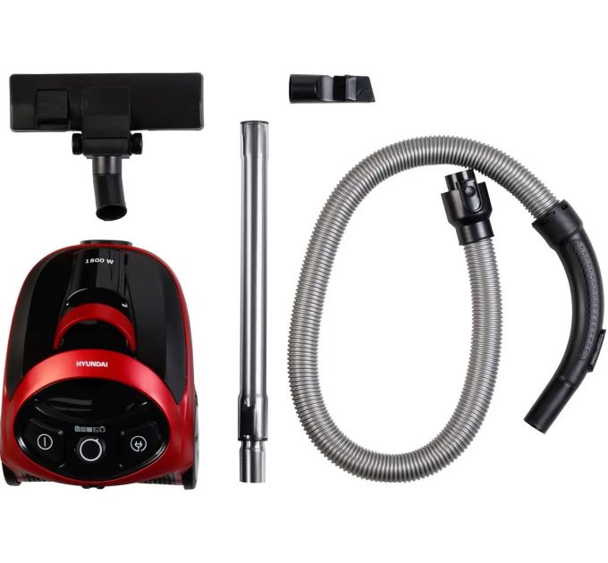 Пылесос Hyundai HYV-C1990 красный/черный, 250/1800 Вт, уборка сухая, пылесборник контейнер, 1.5 л