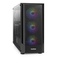 Корпус Miditower ExeGate EVO-8227 (ATX, без БП, 2*USB+1*USB3.0+HD Audio, черный, 3 вент. с RGB подсв