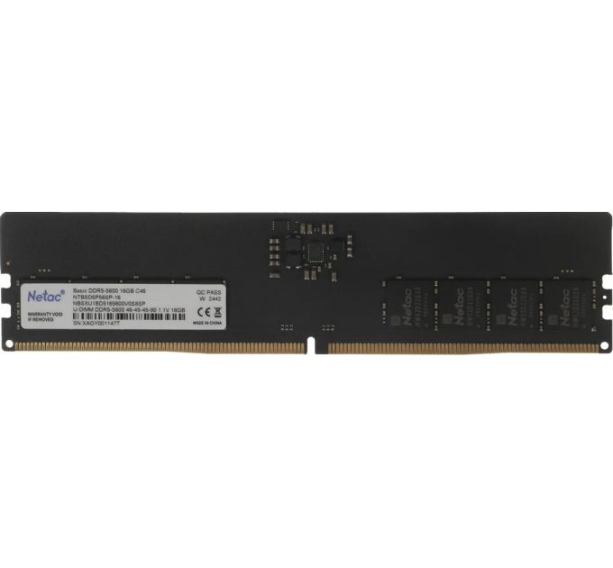 Оперативная память Netac 16GB DDR5 5600 (PC5-44800) Basic DIMM C46 46-45-45-90 1,1V Memory module
