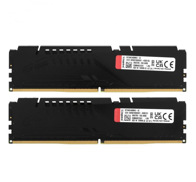 Оперативная память Kingston Fury Beast, DDR5, 32GB (2x16GB), 5600MHz, CL36, DIMM, с радиаторами, RGB