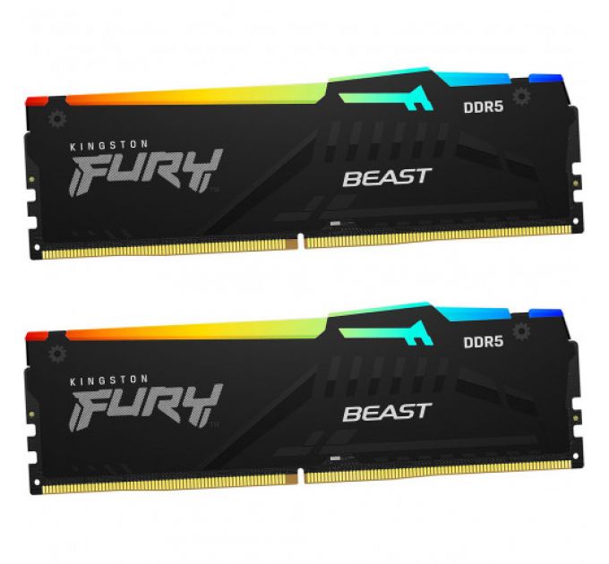 ОЗУ Kingston FURY Beast Black RGB KF552C36BBEAK2-32 (DIMM, DDR5, 32 Гб (2 х 16 Гб), 5200 МГц)