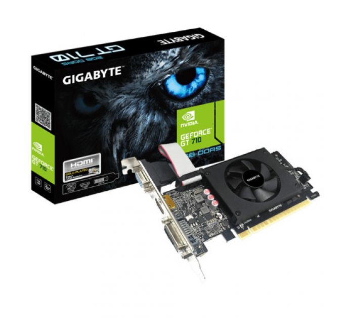 Видеокарта PCI-E GIGABYTE GeForce GT 710 GV-N710D5-2GIL 2GB GDDR5 64bit 28nm 954/5010MHz DVI-D/HDMI/D-Sub